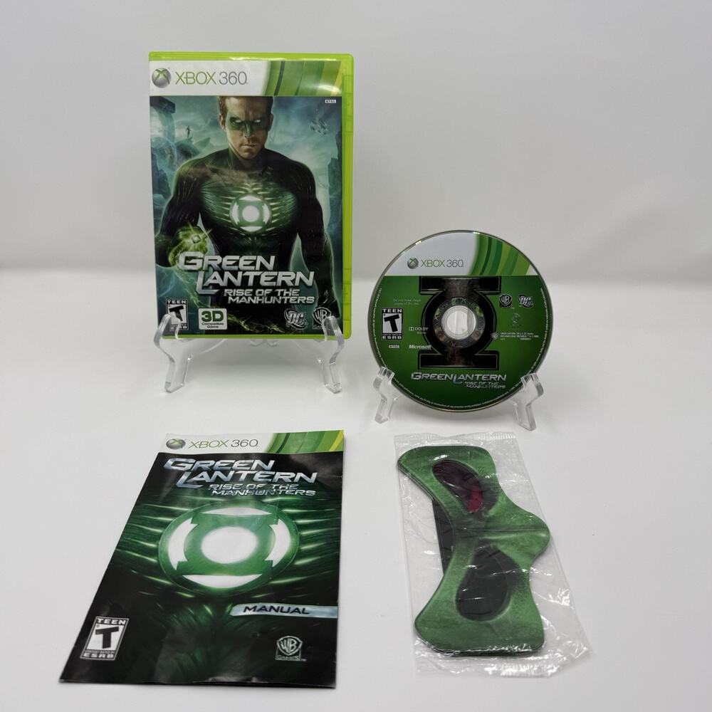 Green Lantern Rise Manhunters Xbox 360 Game CIB 3D Glasses Tested
